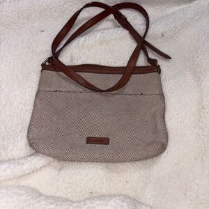 Fossil Brown and Cream Crossbody Bag